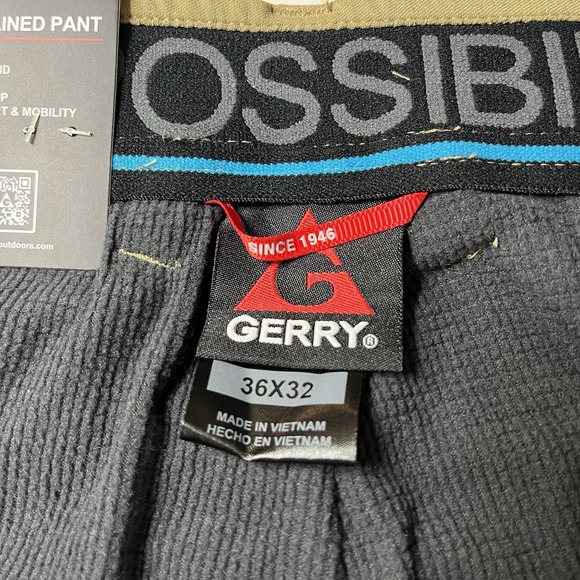 NWT Mens Gerry Venture Fleece Lined Pants Uniform Khaki 36x32 Stretch Zip Pocket - Picture 8 of 9
